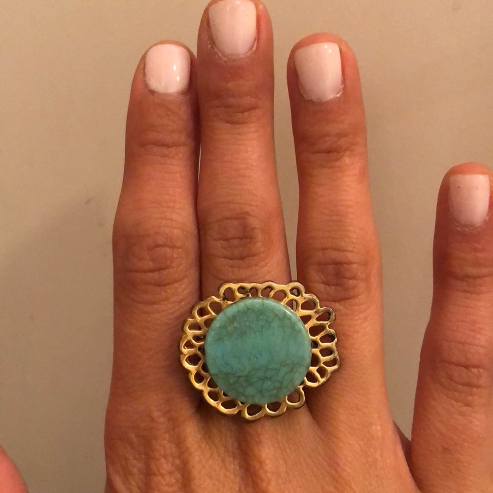 Adjustable Gold & Turquoise ring